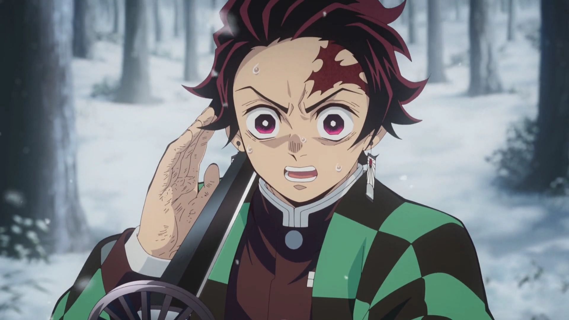 Tanjiro about to cut off his head (Image via Ufotable)