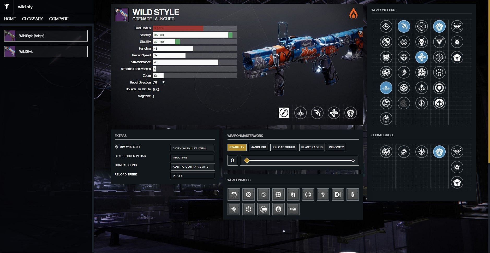 Wild Style PvP god roll (Image via D2Gunsmith)