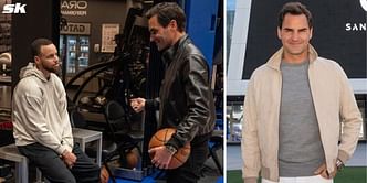 WATCH: Roger Federer shares warm embrace with Steph Curry on visit to Golden State Warriors’ home court, joins team huddle for 'Just Us' chant