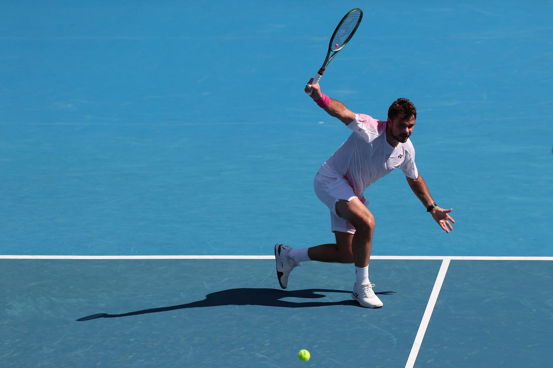 Stan Wawrinka hits a backhand at the 2024 Australian Open