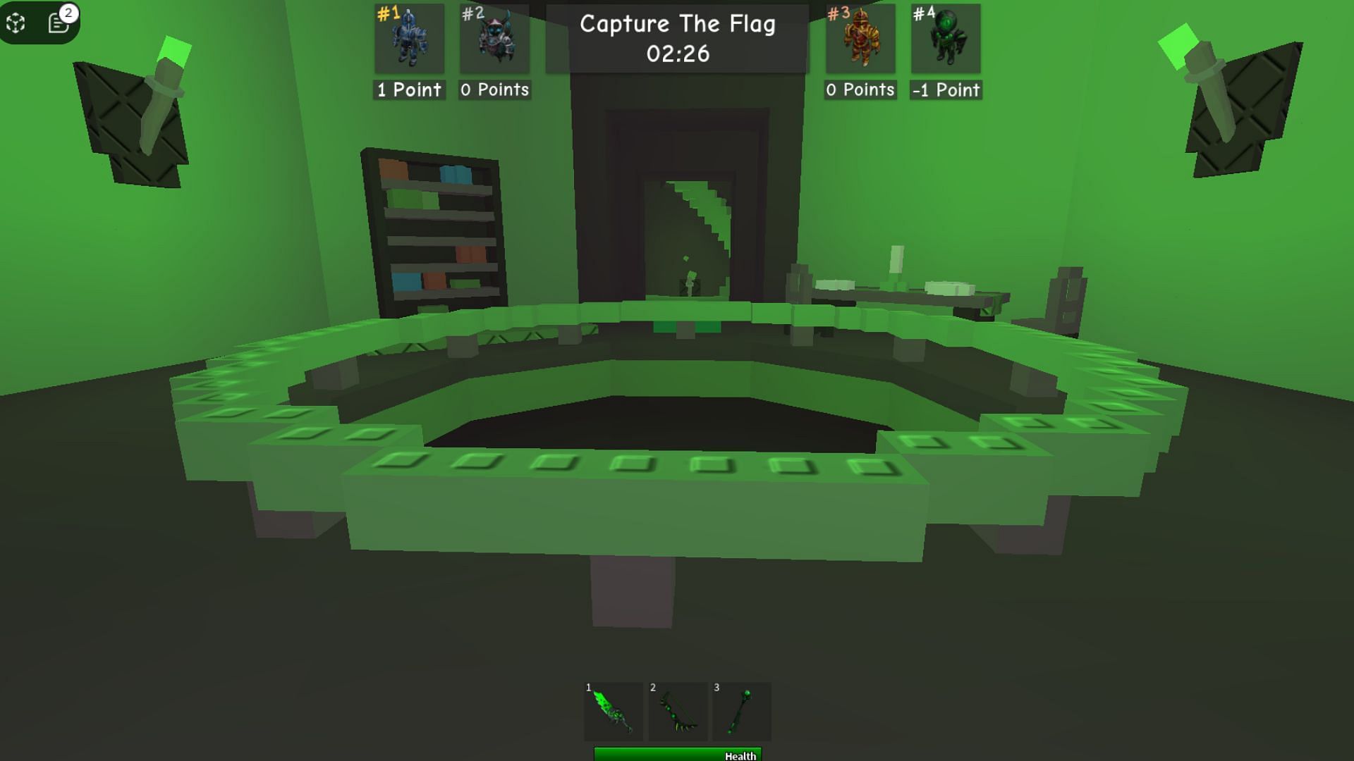 Jump inside these holes to reach the flag (Image via Roblox)