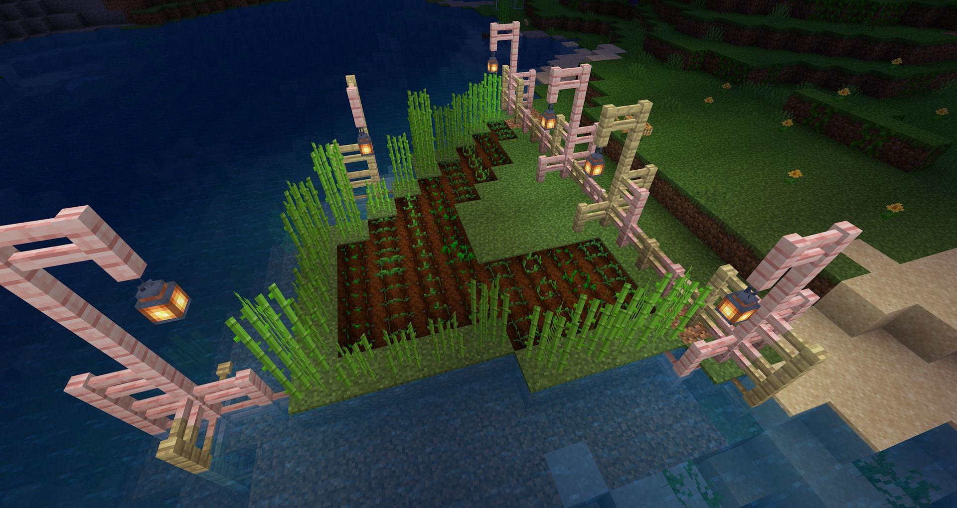 A basic crop farm (Image via Mojang)