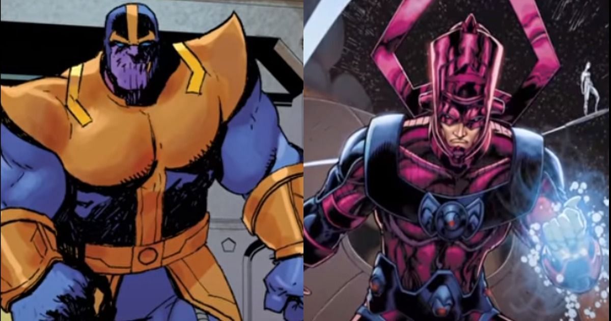 Thanos vs Galactus (Image via MarvelEntertainment@YouTube and NewSage@YouTube)