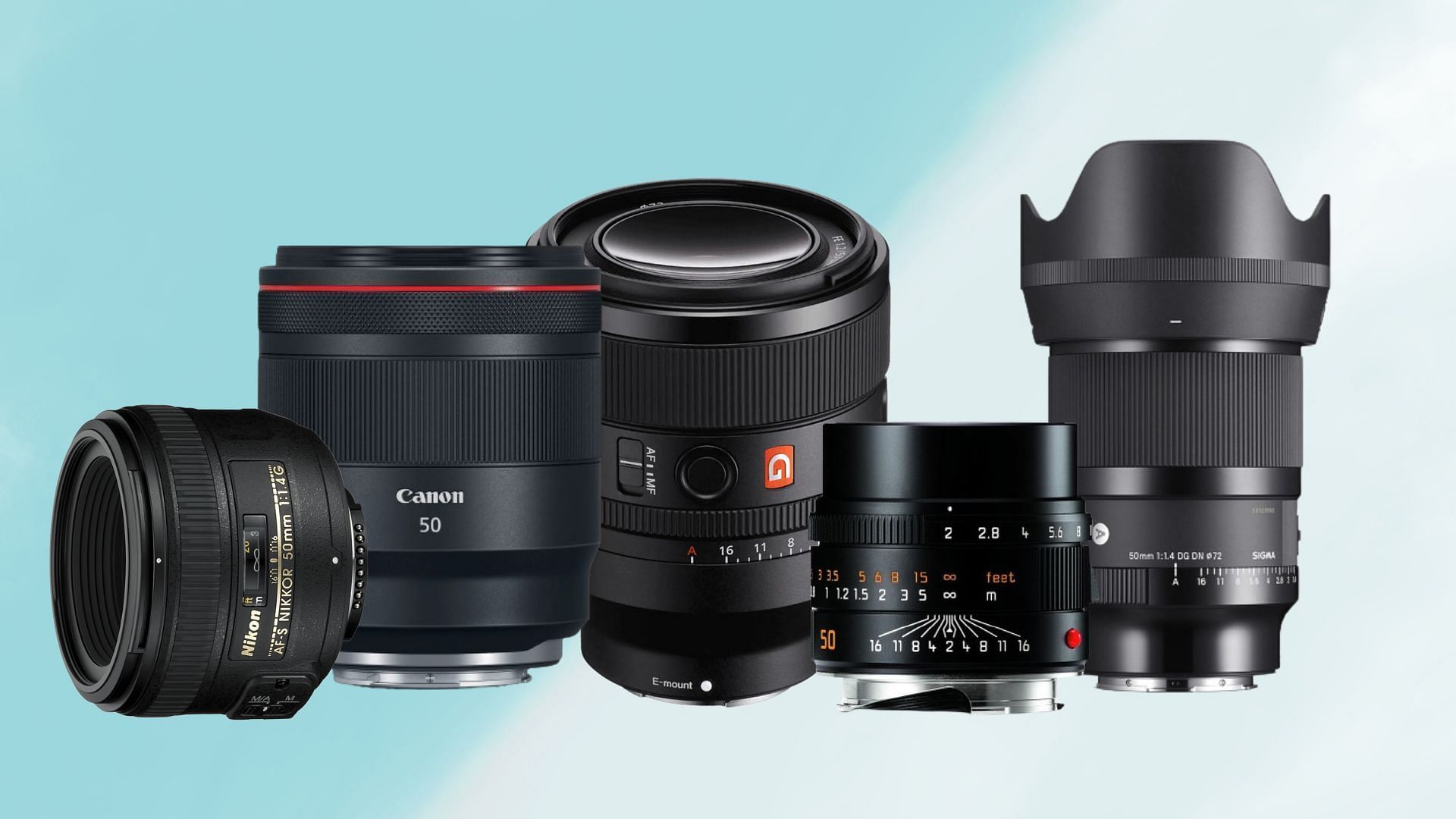 Best 50mm lenses in 2024 (Image via Canon, Nikon, Sony, Sigma, Leica)
