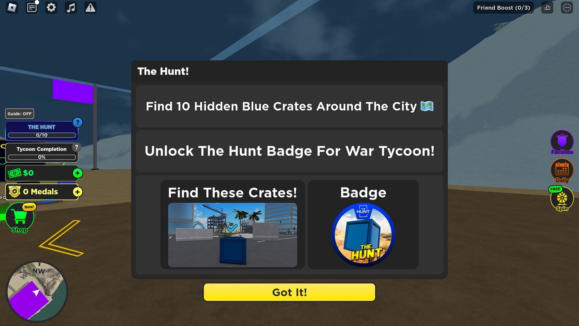In-game description of The Hunt (Image via Roblox)