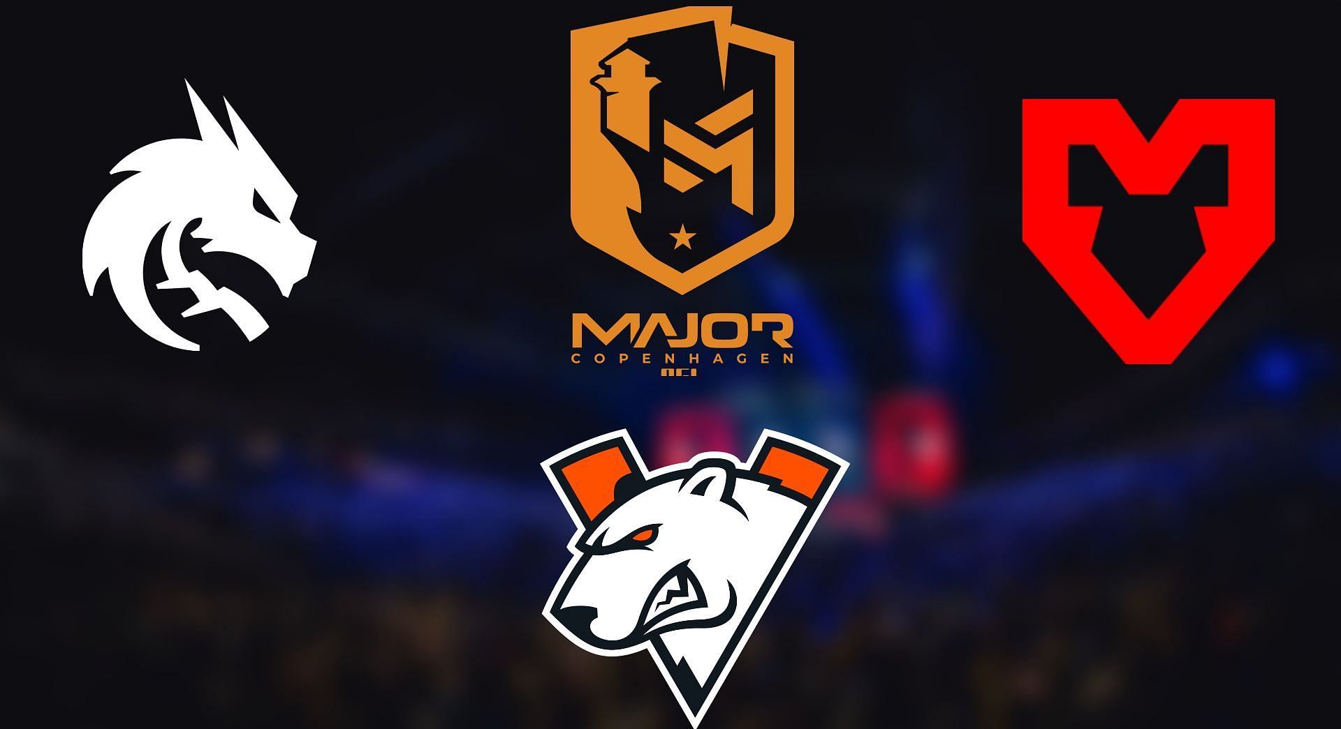 5 teams that you need to keep an eye out for at the CS2 Copenhagen Major (Image via Sportskeeda || Assets via PGL, Team Spirit, MOUZ and Virtus.pro)