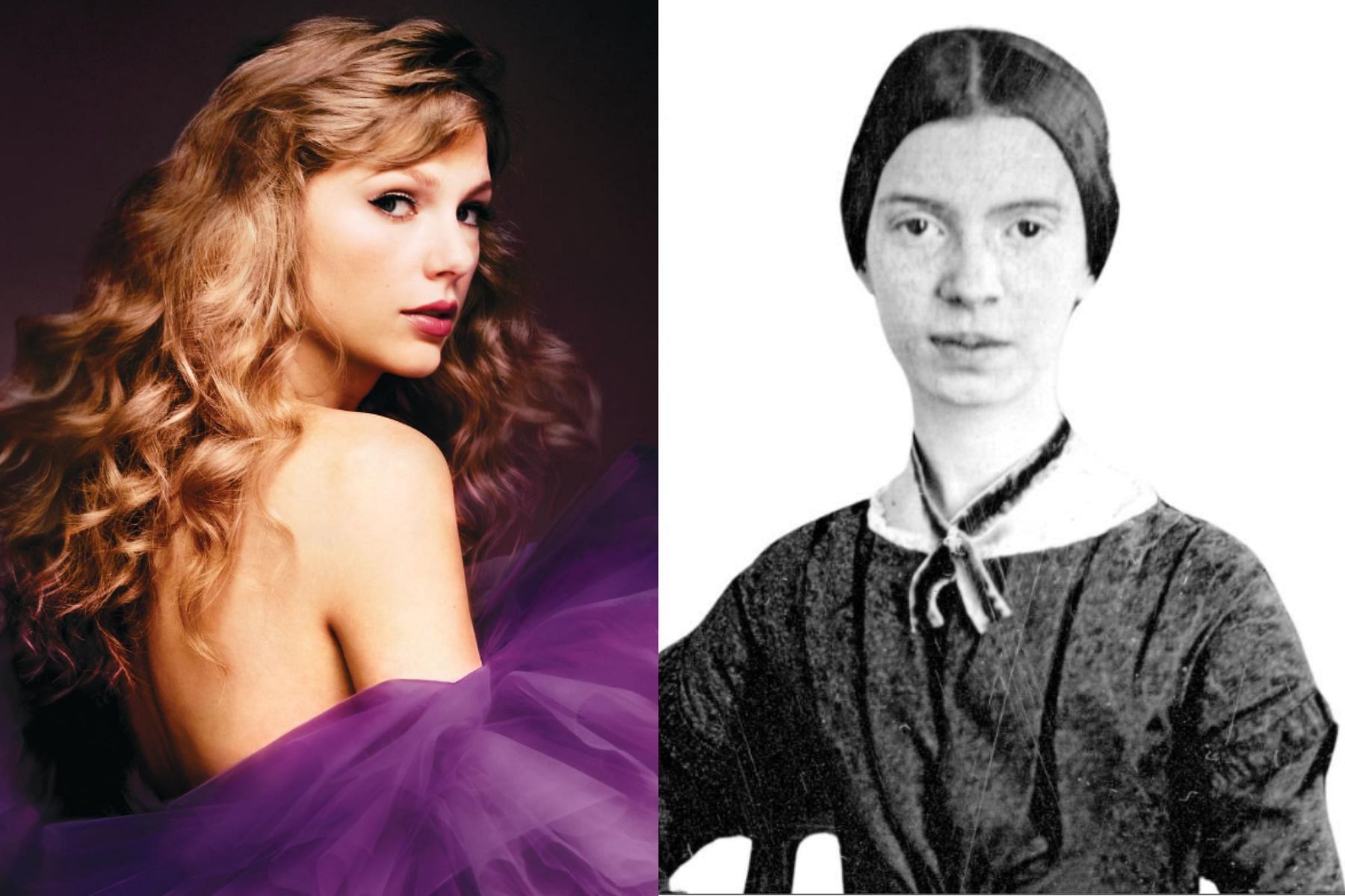 Left: Taylor Swift (Image via Instagram @taylorswift) &amp; Right: Emily Dickinson (Image via Instagram @emilydickinson.museum)