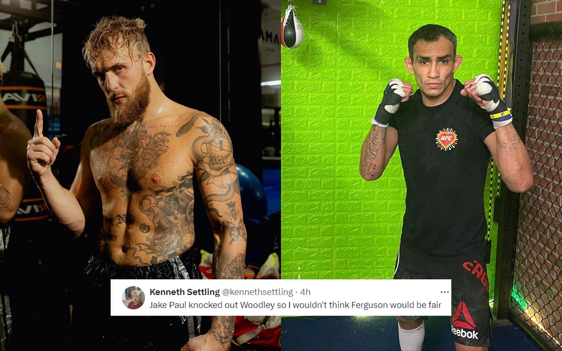 Fans react to Jake Paul (left) declining Tony Ferguson