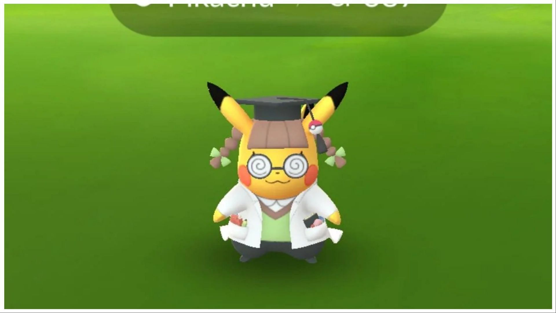 The scholarly Pikachu in Pokemon GO (Image via The Pokemon Company and u/Starr450 on Reddit)