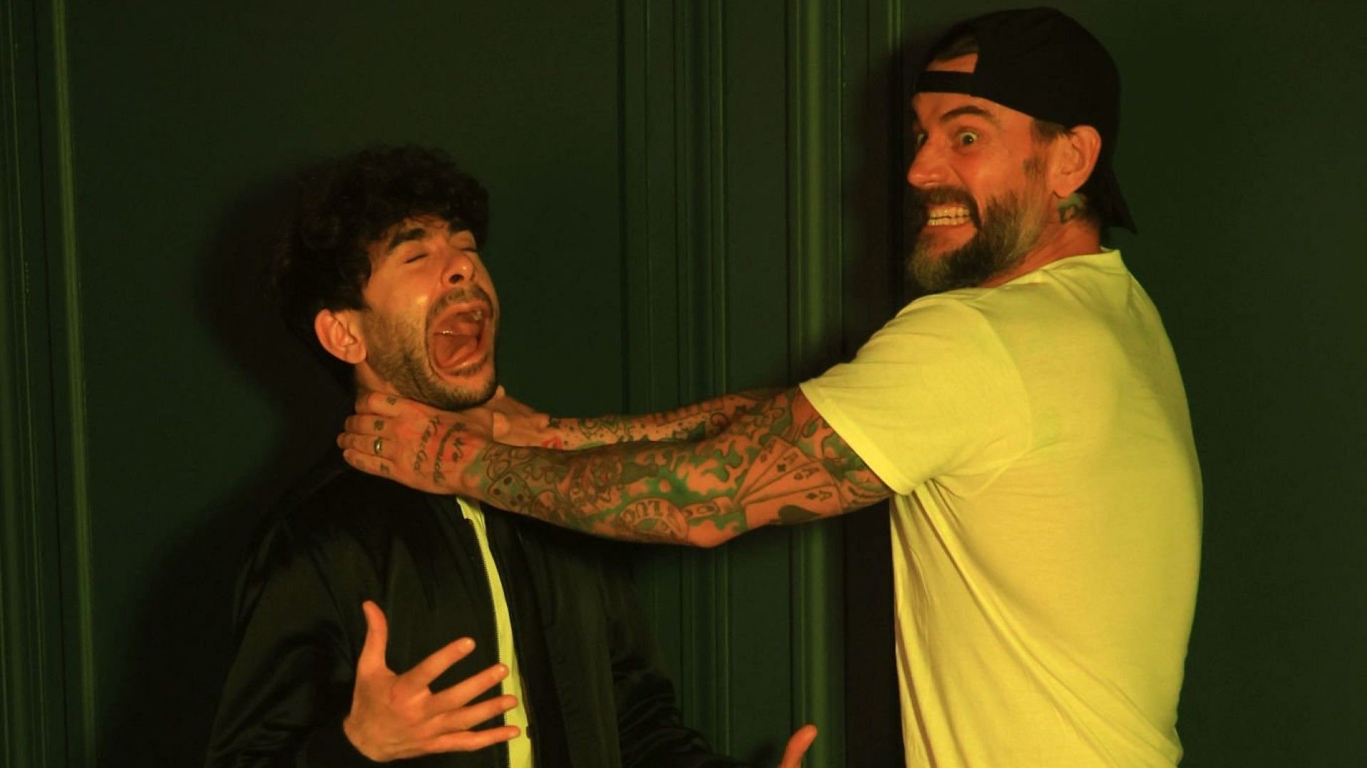 CM Punk and Tony Khan joke around at AEW Dynamite media event