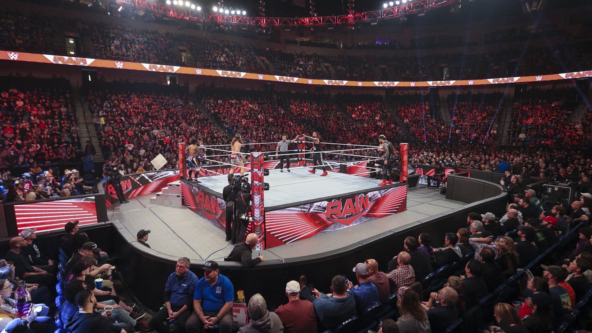 The WWE RAW stage and ring on display