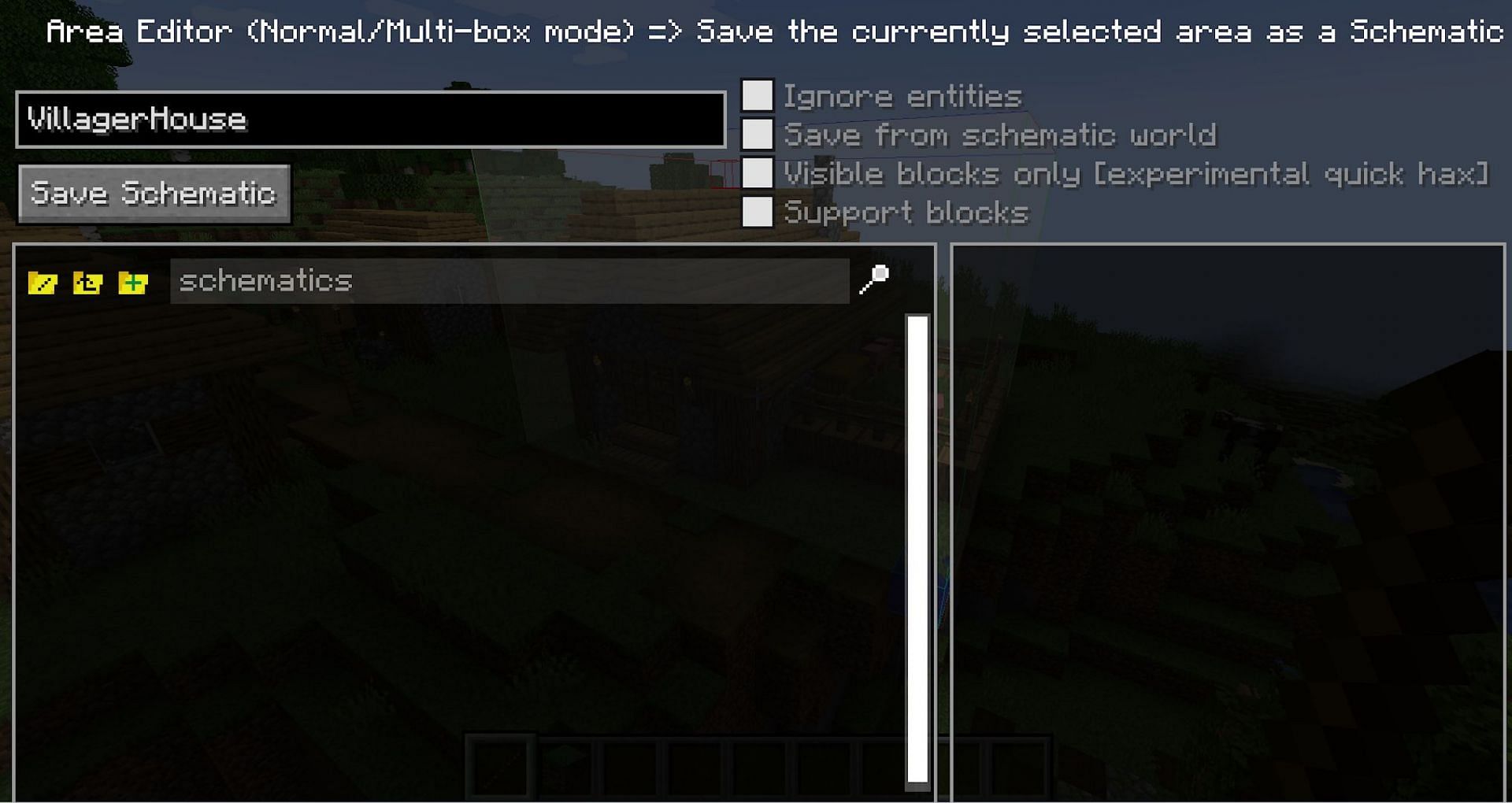 The extra options when saving a Litematica schematic are also handy (Image via Mojang)