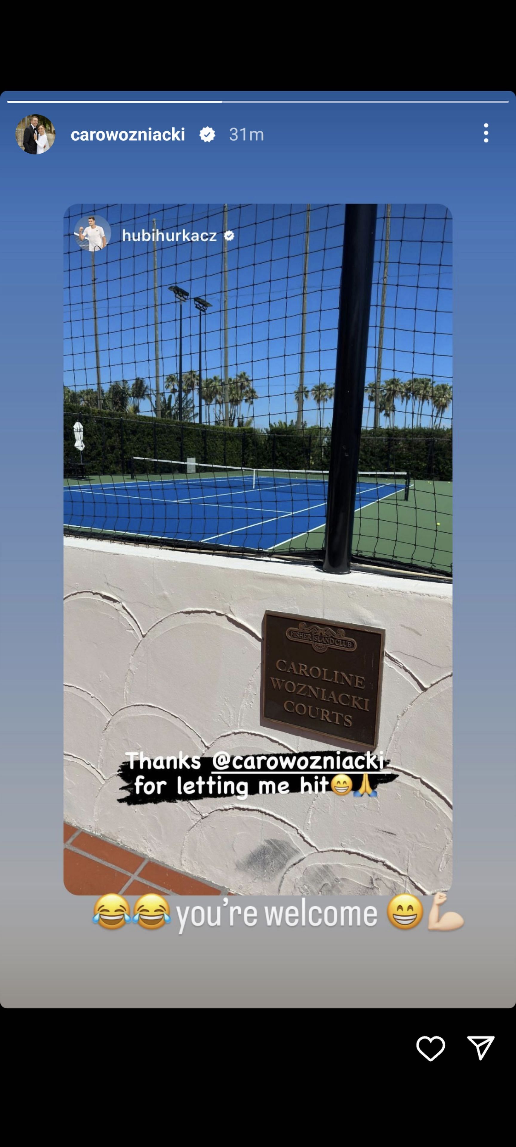Caroline Wozniacki&#039;s Instagram story