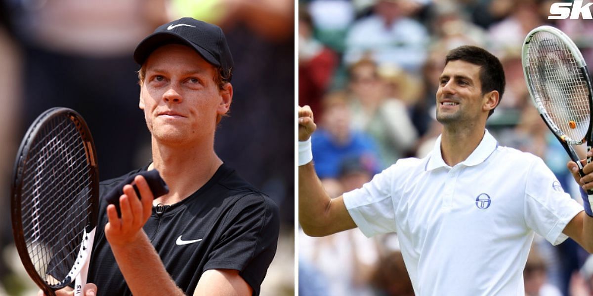 Jannik Sinner (L) and Novak Djokovic (R)