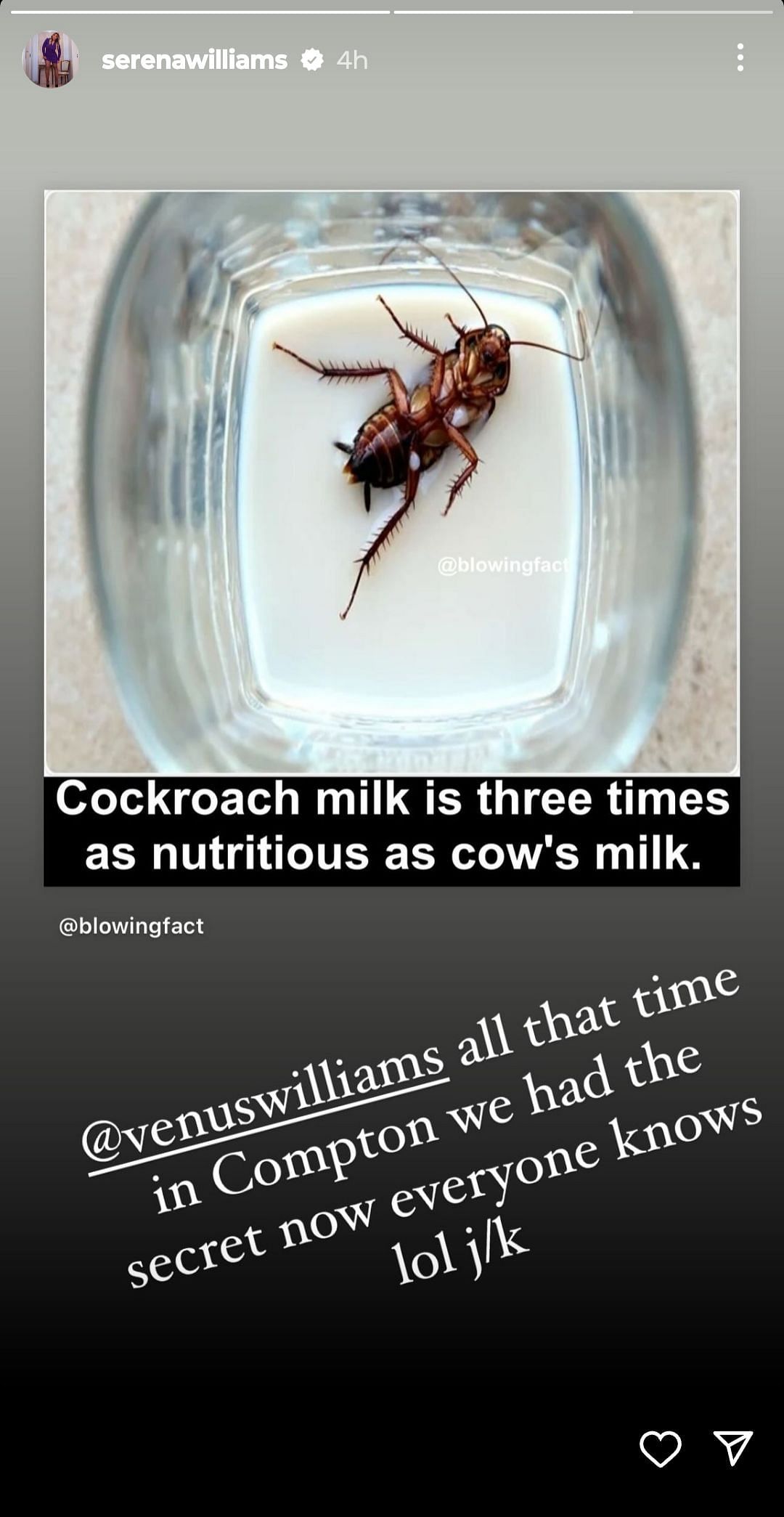 S.Williams Instagram story