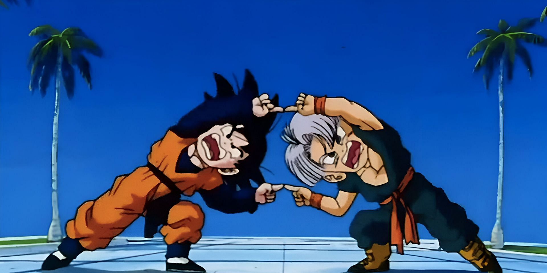 Goten and Trunks performing the Fusion Dance in Dragon Ball Z (Image via Toei Animation)