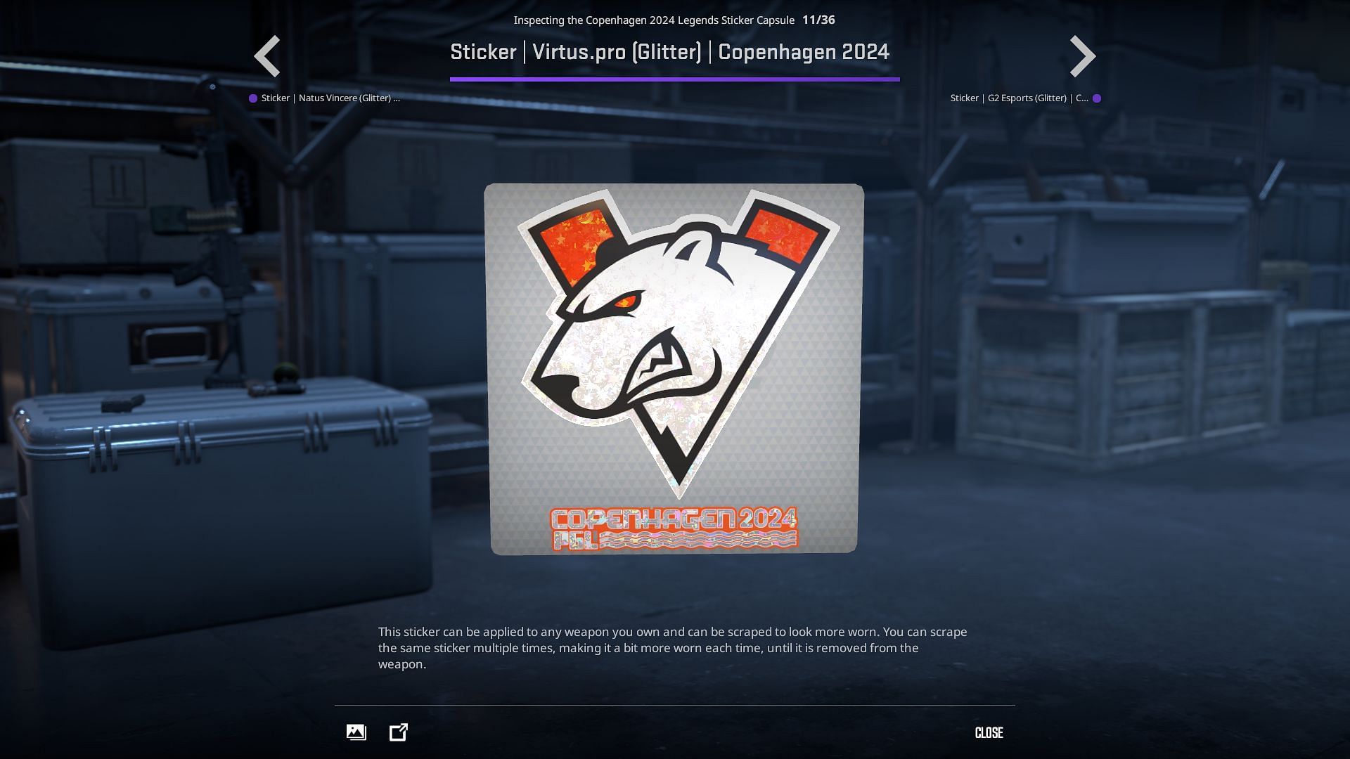 VP Glitter sticker (Image via Valve)