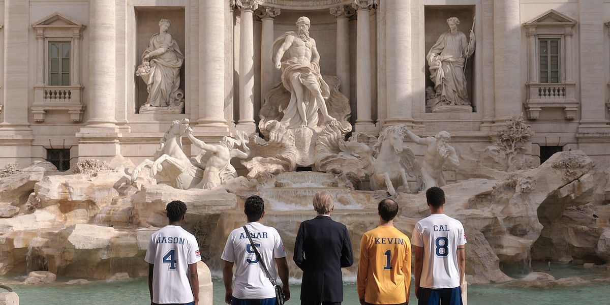 Vinny and his teammates from The Beautiful Game (Image via Netflix)