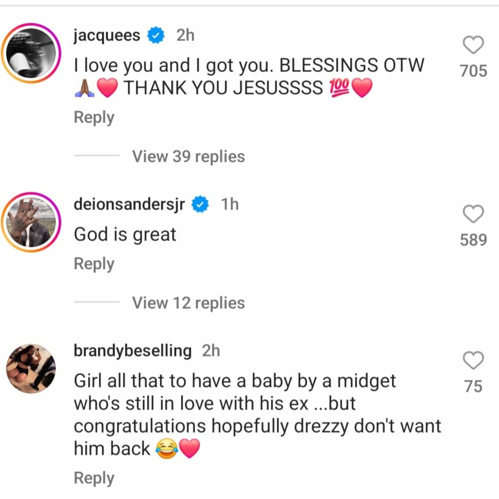 Deiondra&#039;s brother Deion Sanders Jr and boyfriend Jacquees reacted to the news.