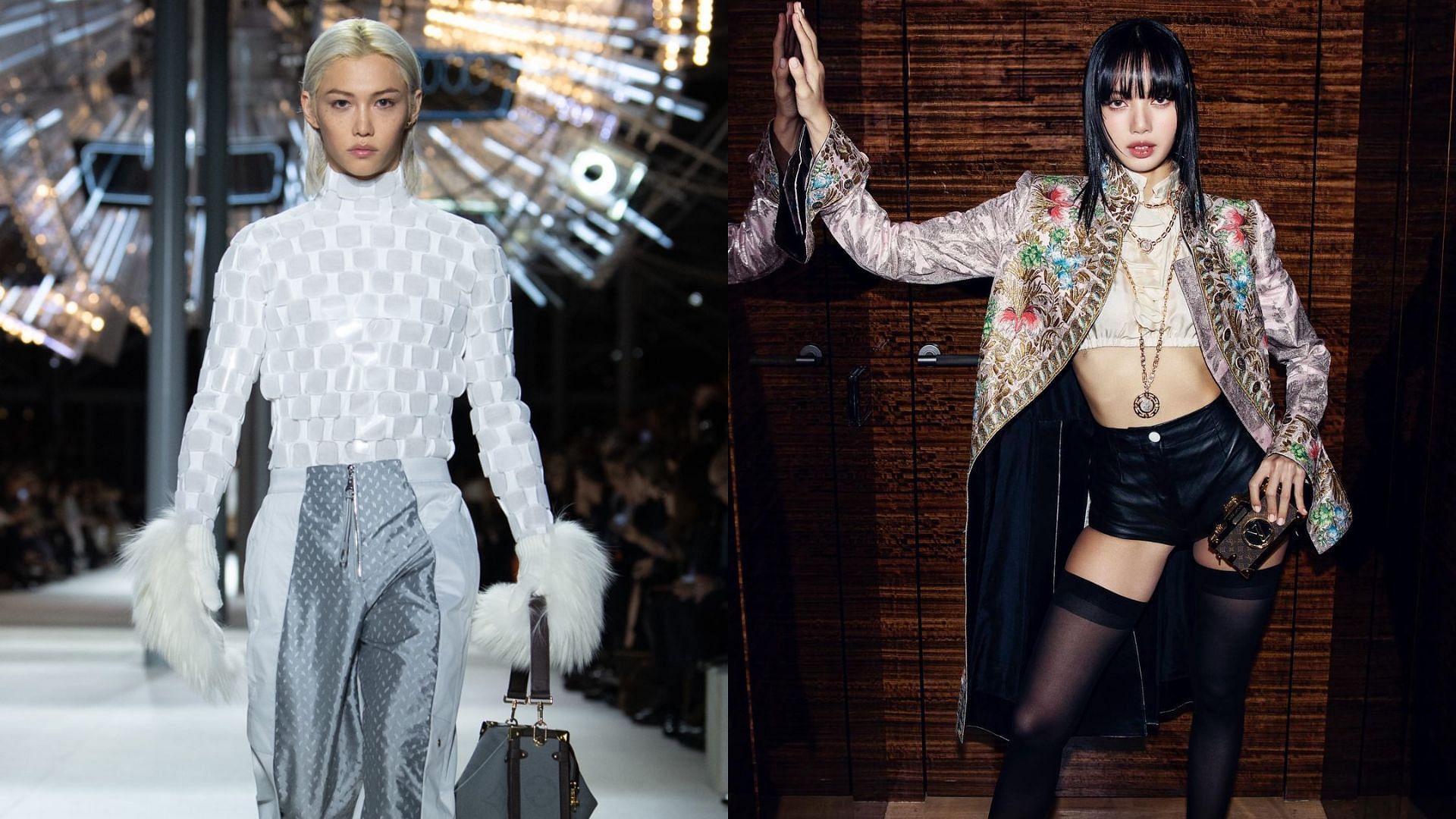 Lisa claps for Felix at the Paris Fashion Week (Images via Instagram/lalalisa_m and louisvuitton)