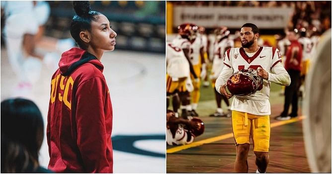 SPOTTED: 2022 Heisman winner Caleb Williams makes his presence felt for Juju Watkins' USC showdown