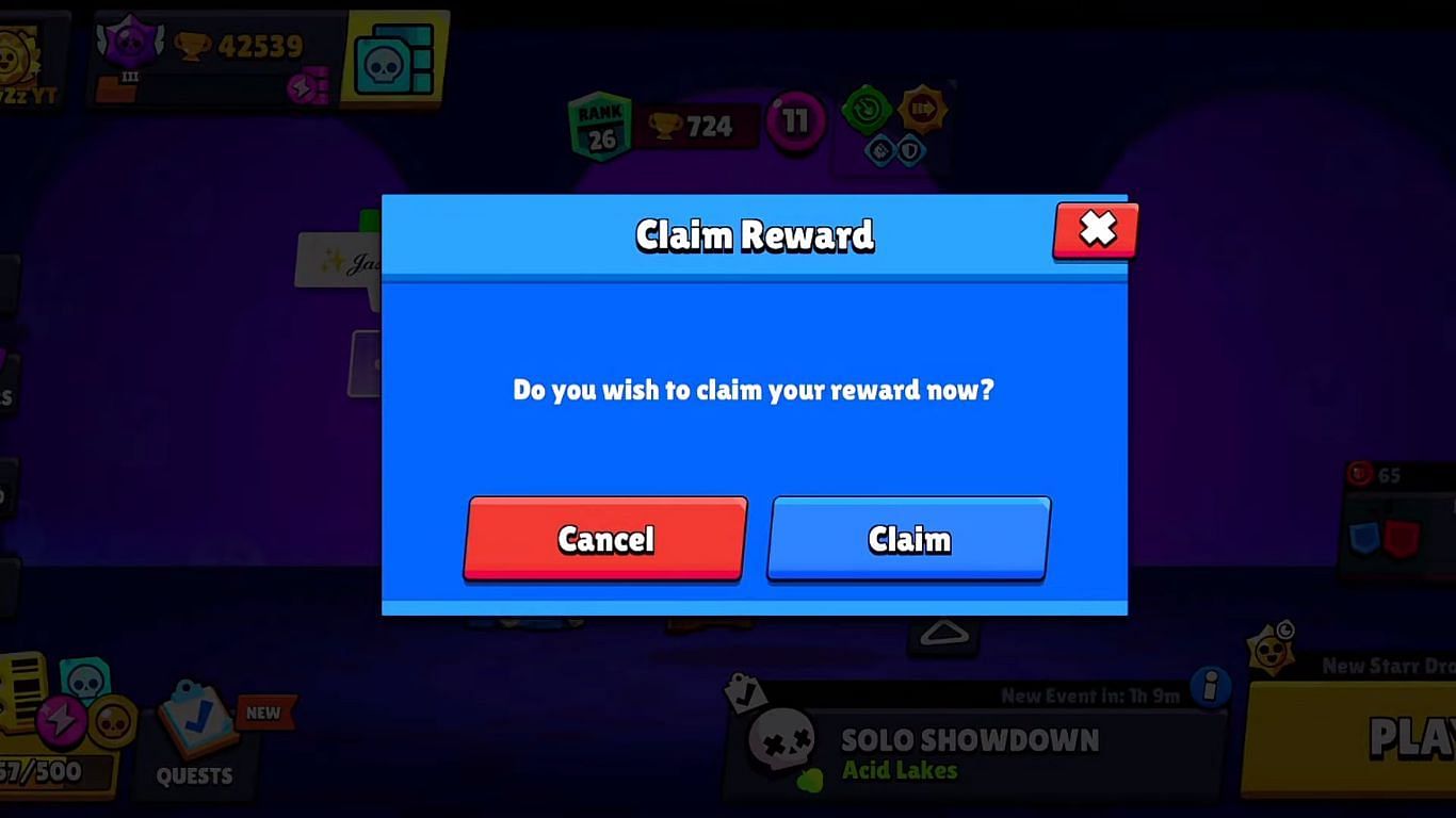 Prompt to claim the reward (Image via Supercell)