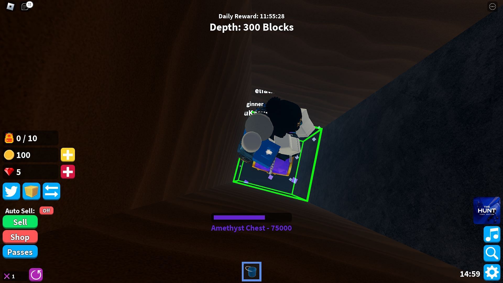 Getting the Amethyst Chest for The Hunt (Image via Roblox)