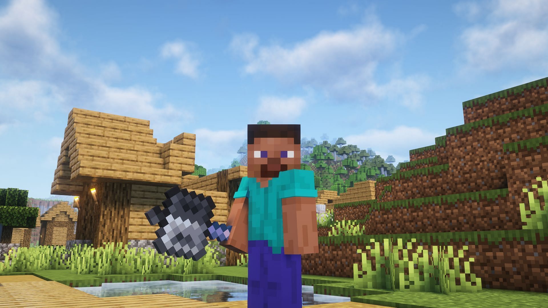 Steve with a mace in Minecraft. (Image via Mojang)