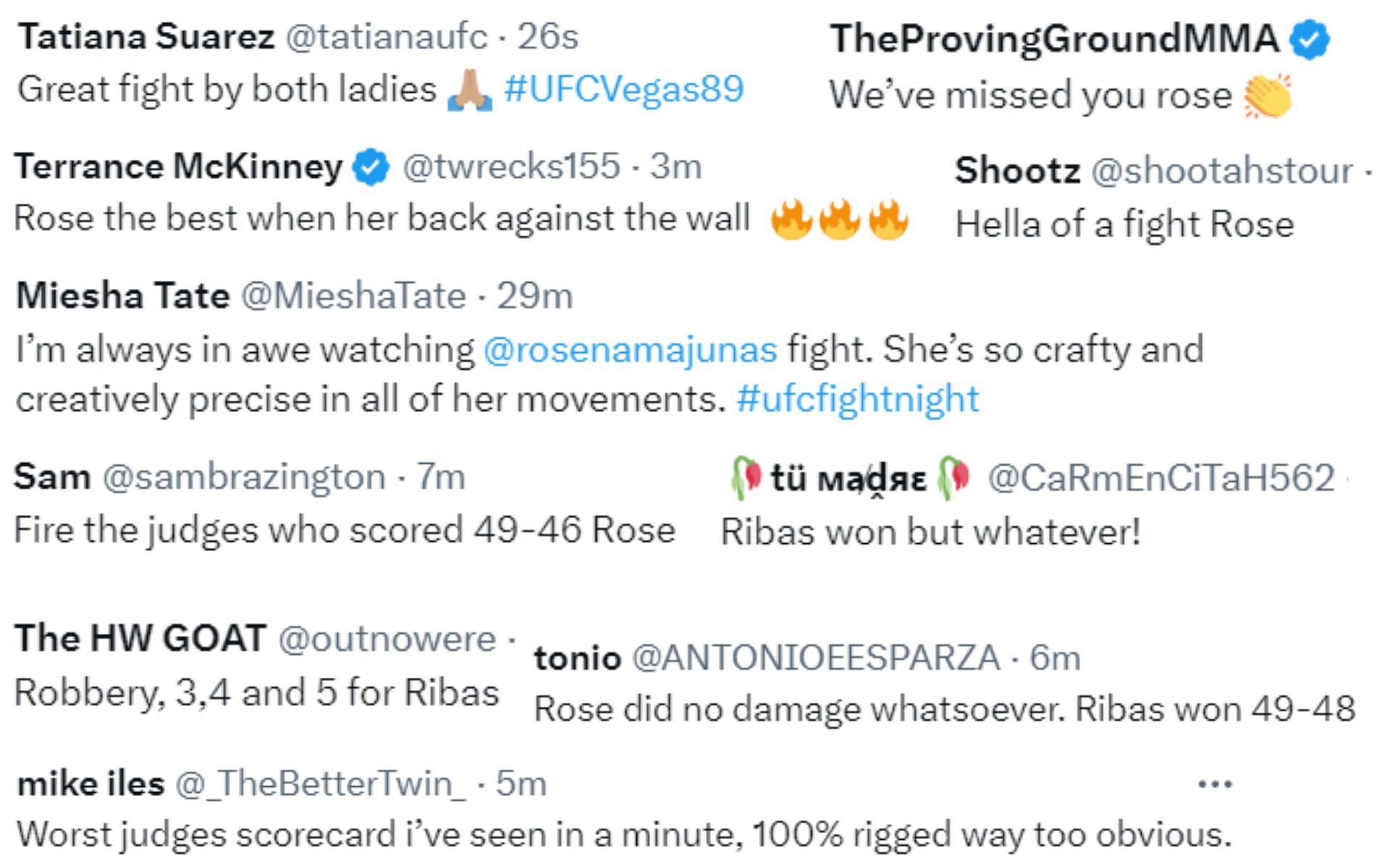 MMA world reacts to Amanda Ribas vs. Rose Namajunas at UFC Vegas 89