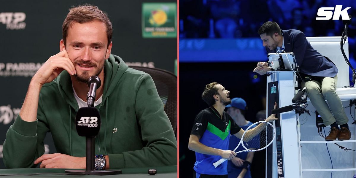 Daniil Medvedev pictured during press conference at Indian Wells Open 2024 