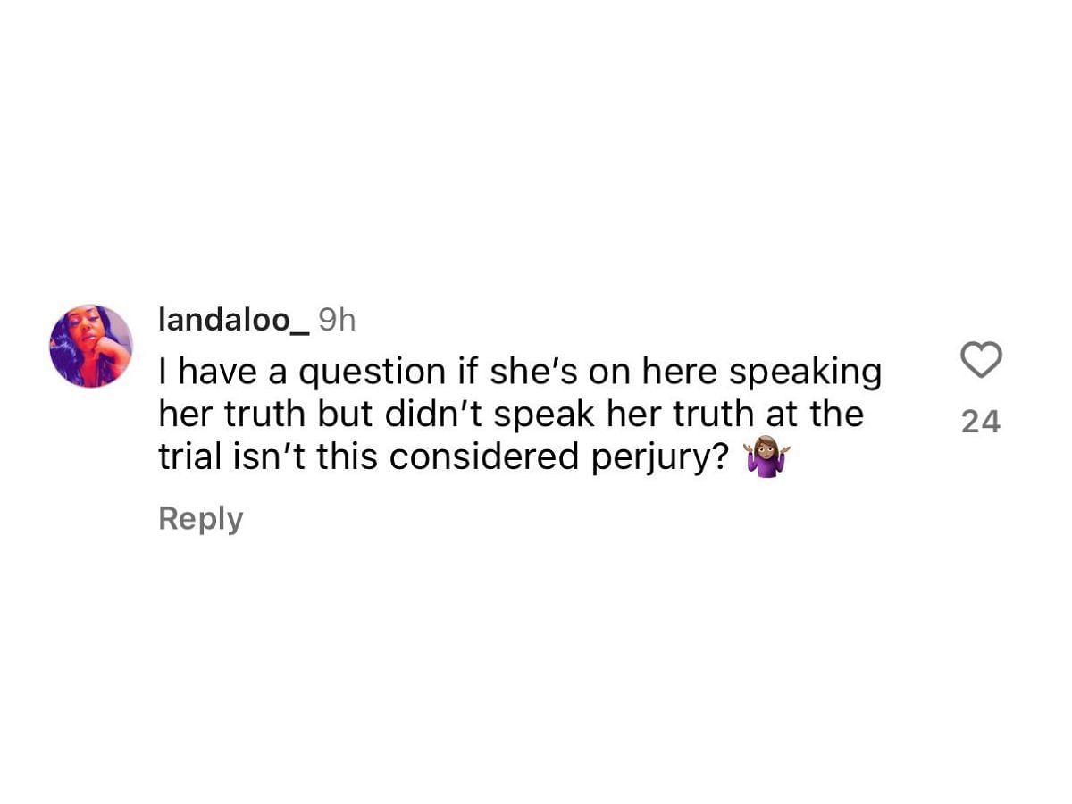Another user questions Kelsey (image via @landaloo on Instagram)