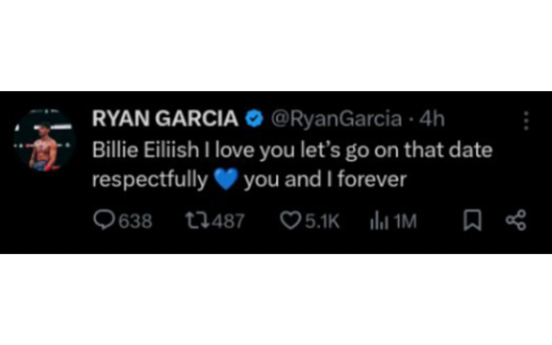 Screenshot of Ryan Garcia&#039;s post on X