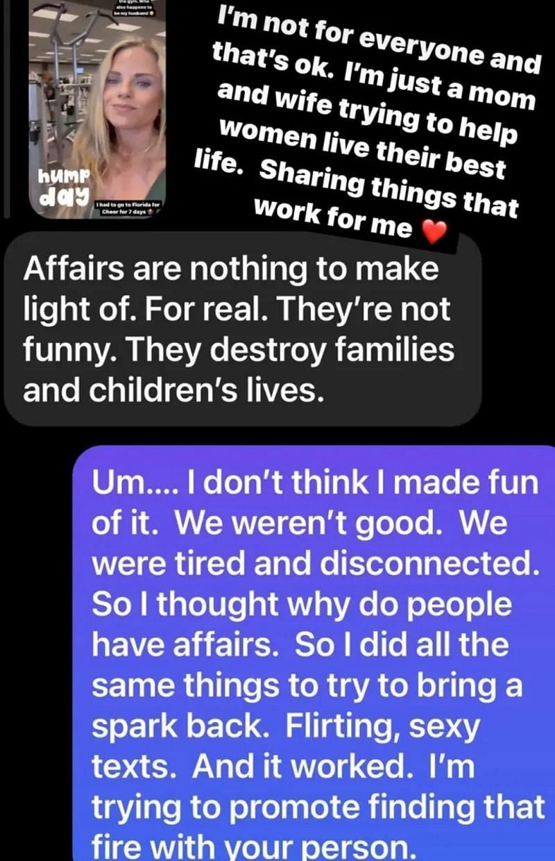 Zach Wilson&rsquo;s mother, Lisa, responded to an Instagram user who criticized her &ldquo;affair&rdquo; post with her husband.