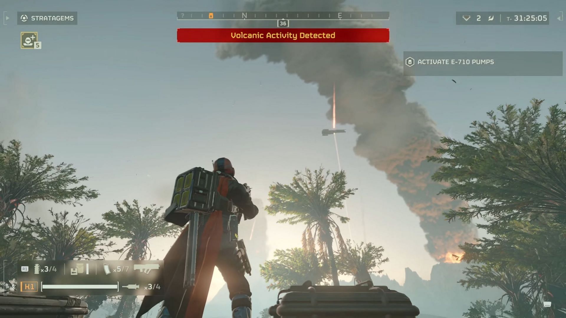 Volcanic Activity can be extremely tough to deal with (Image via Arrowhead Game Studios || YouTube/KRiSOtheEDiTOR)