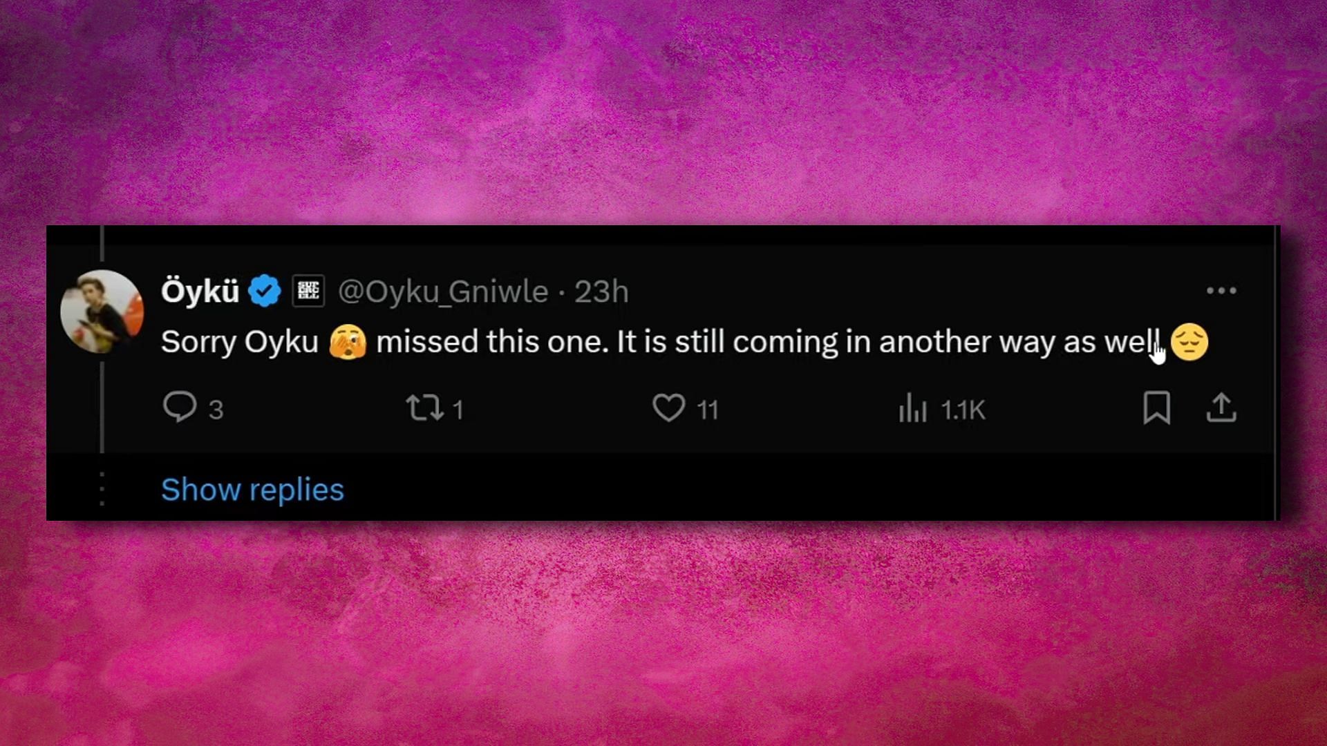 Twitter comment made by a community manager (Image via X/Oyku_Gniwle)