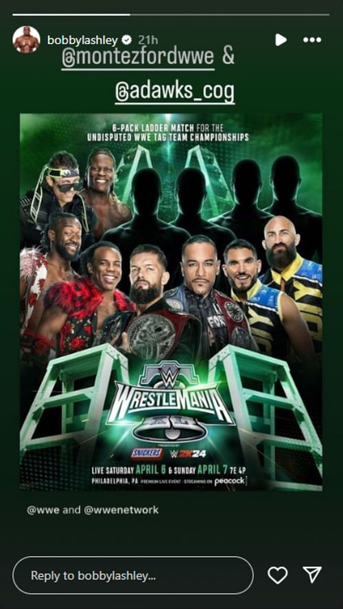 Bobby Lashley shared this on his Instagram stories.