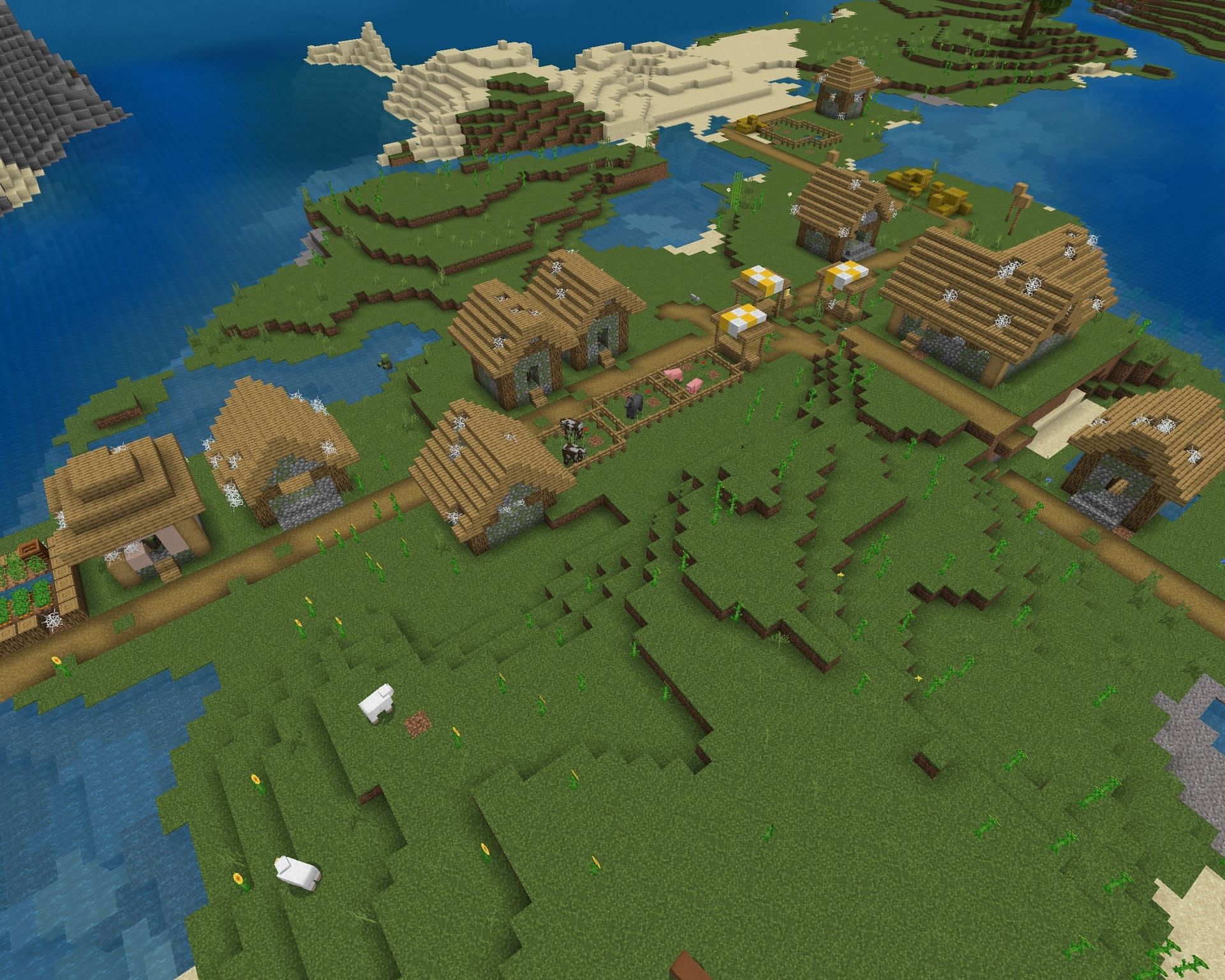Zombie villages make for near instant trading halls due to zombie villager spawns (Image via Mojang)