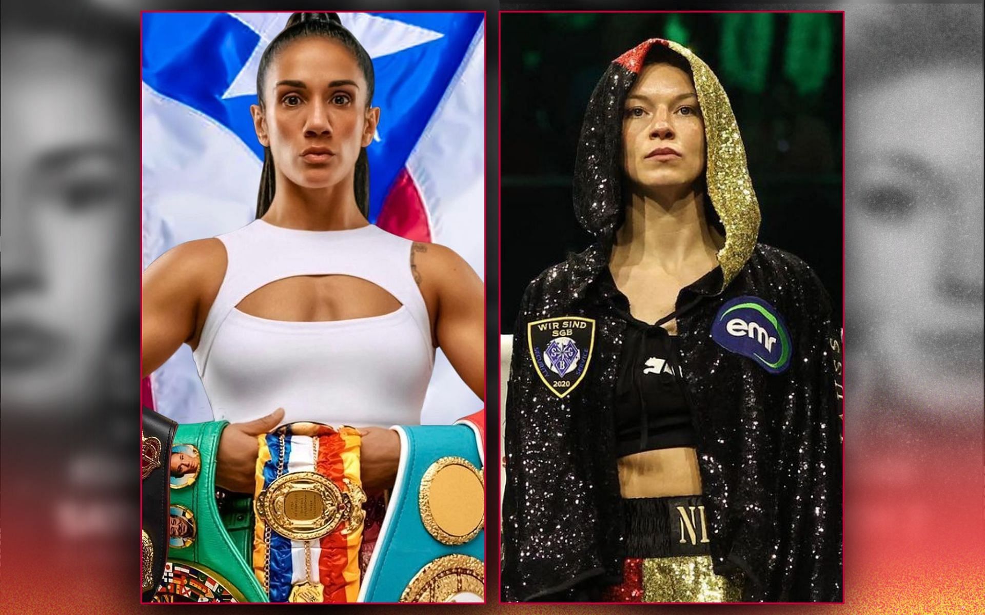 Amanda Serrano vs Nina Meinke fight cancelled. [Image courtesy: @ninathebrave and @serranosisters on Instagram]