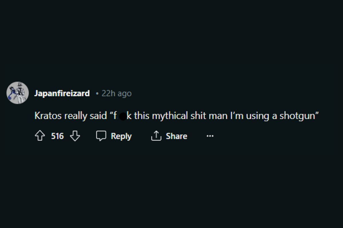 A user reacts to Kratos&#039; fight with Zeus (Image via Reddit)