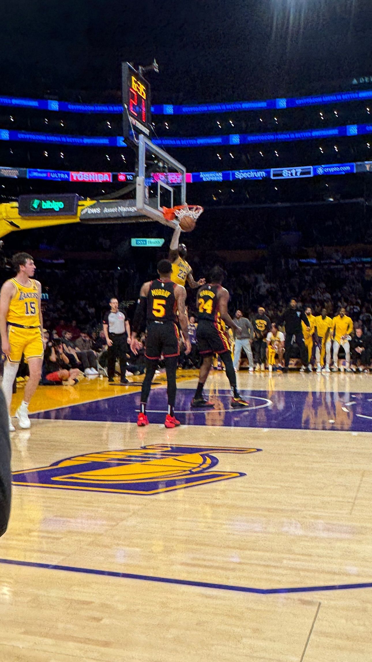 Braxton Berrios and Alix Earle&#039;s view of the Lakers&#039; court