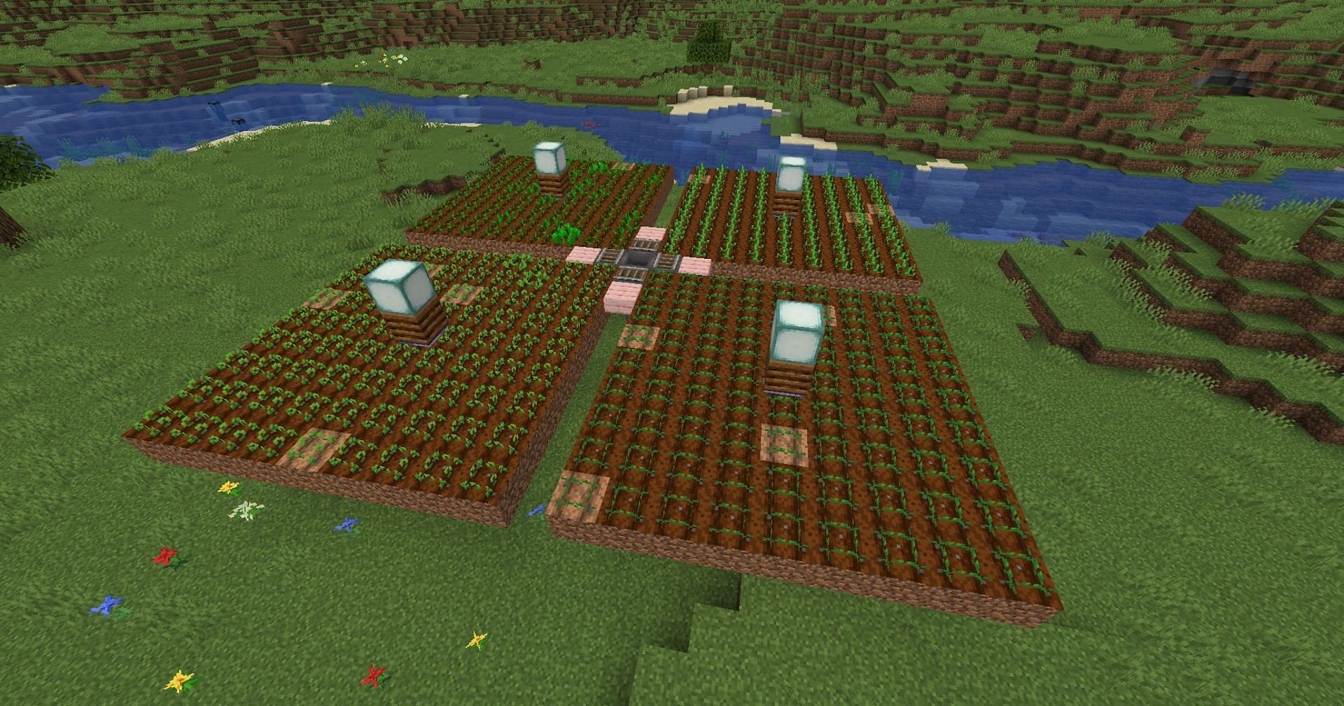 These farms can be any combination of crops (Image via Mojang)