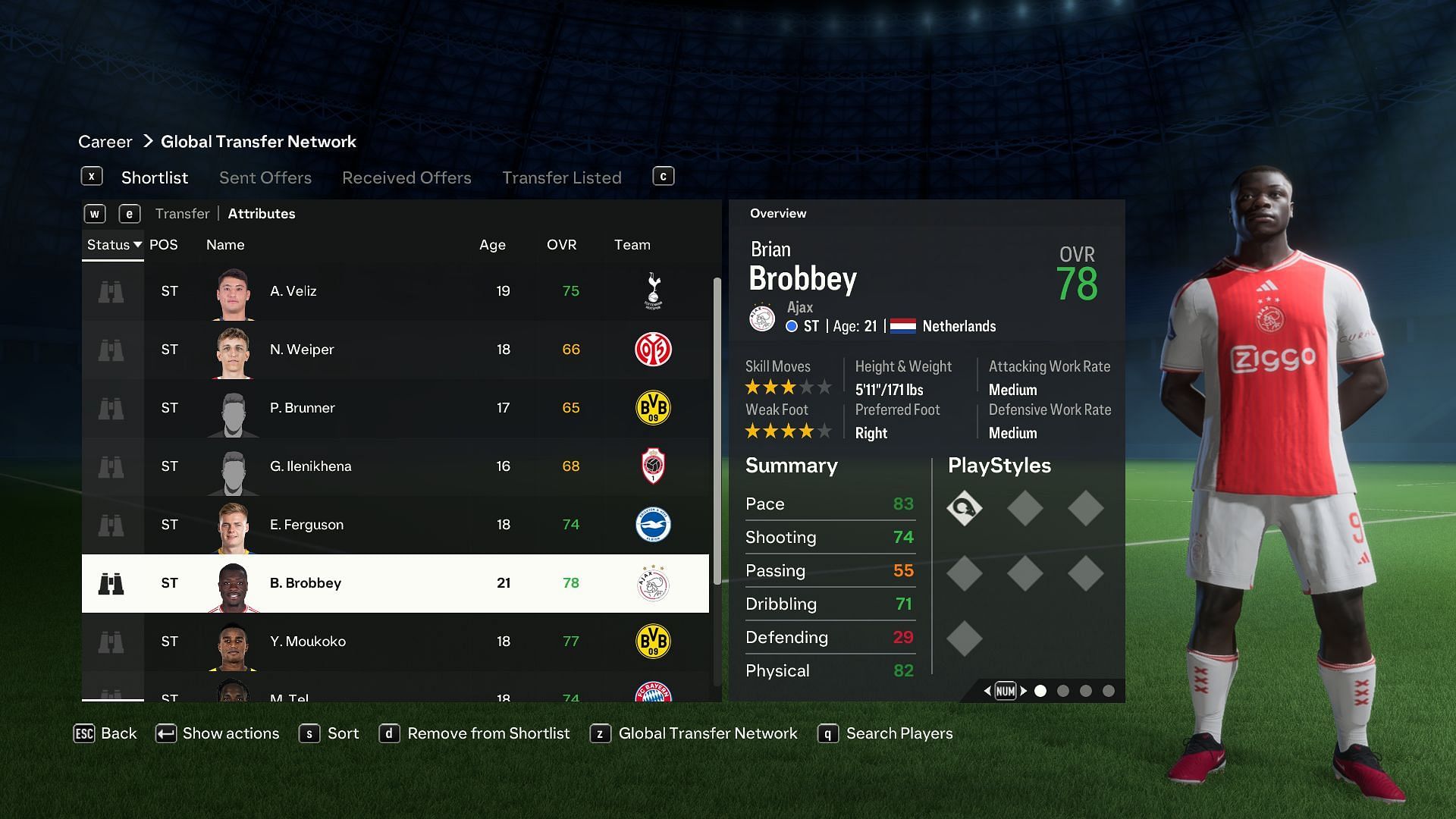 Brian Brobbey is one of Ajax&#039;s best players (Image via EA Sports)
