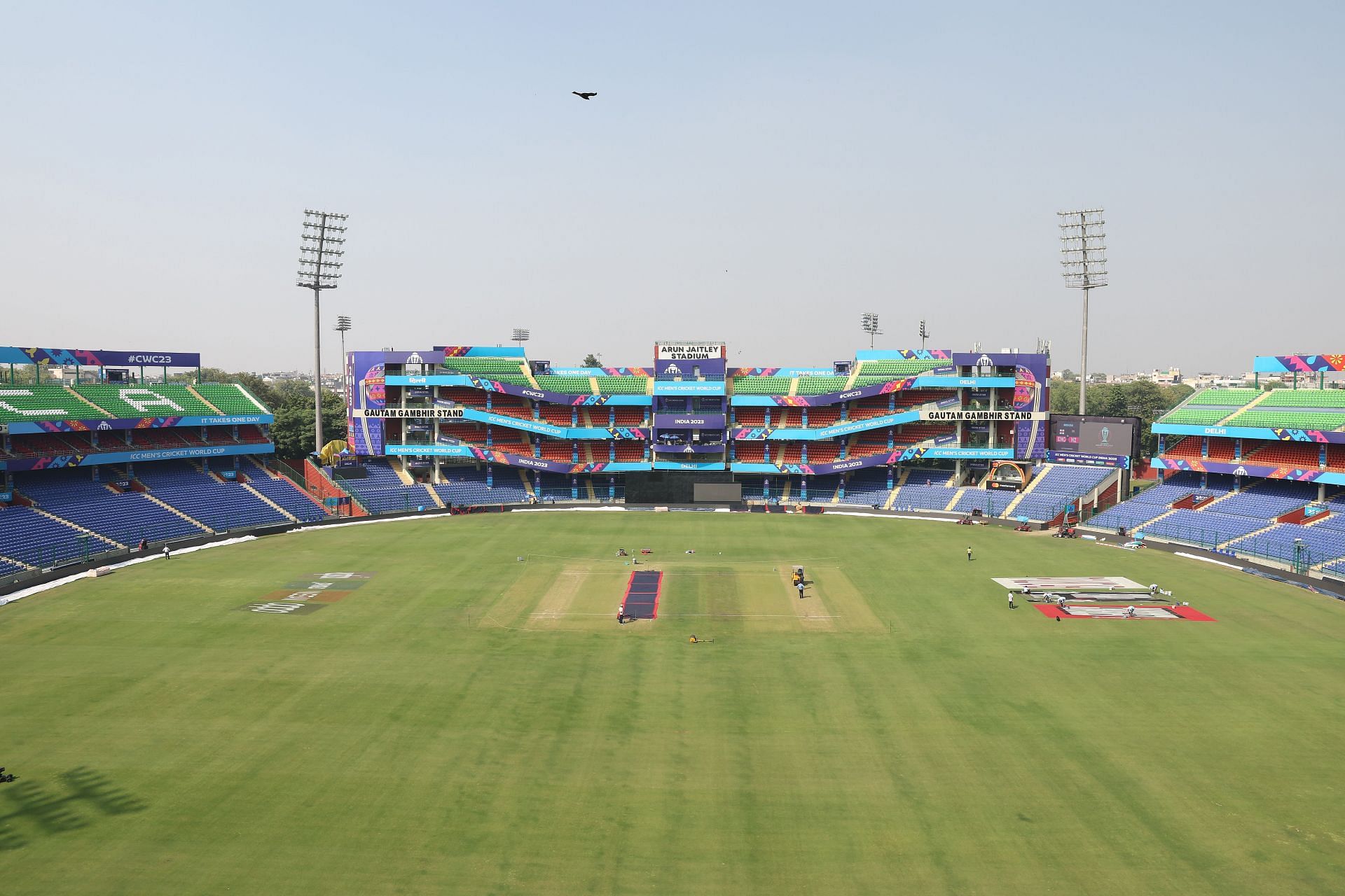 An aerial view of the Arun Jaitley Stadium, Delhi