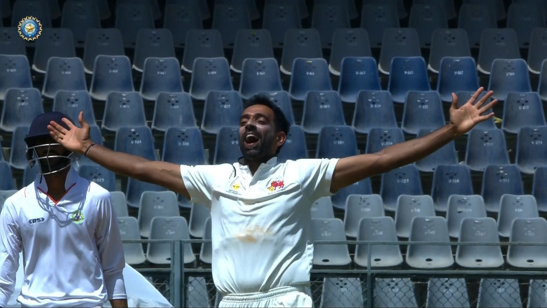 Dhawal Kulkarni celebrating the winning moment. (PC: BCCI)
