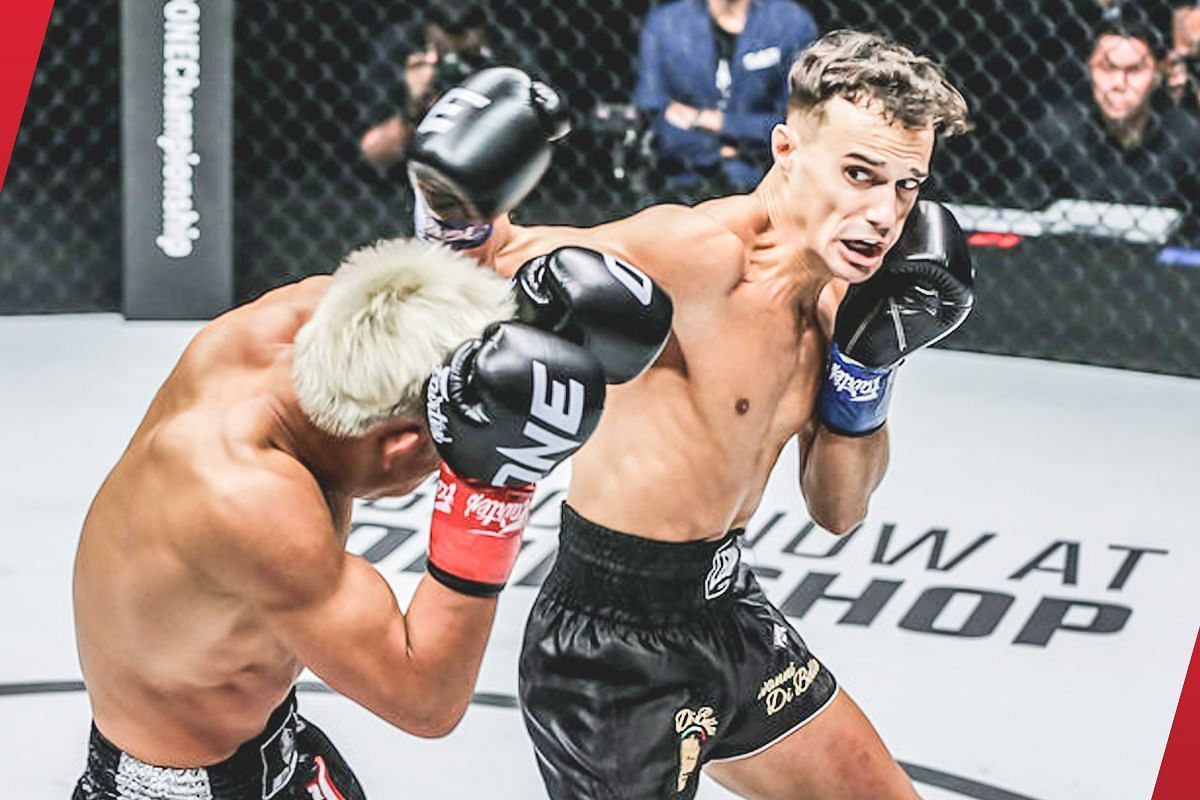 Jonathan Di Bella fires a right hand against Zhang Peimian [Photo via: ONE Championship]