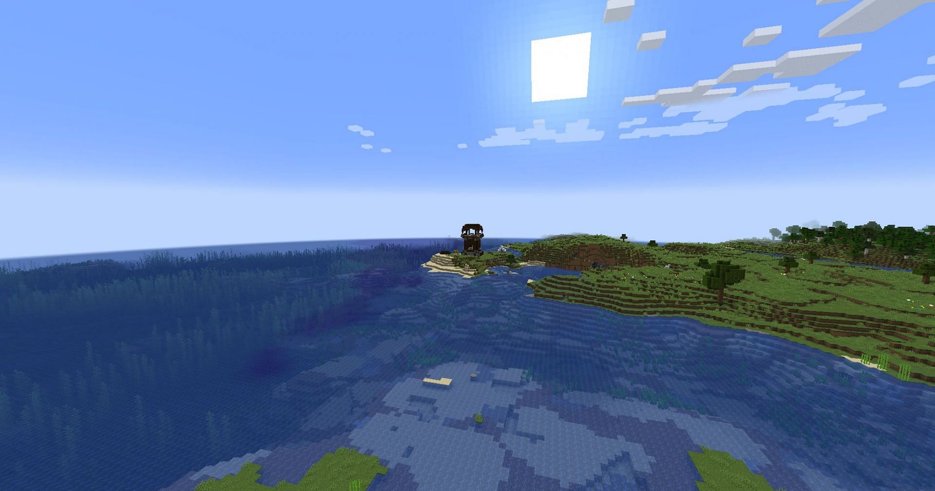 This pillager outpost is almost dangerously close to spawn (Image via Mojang)