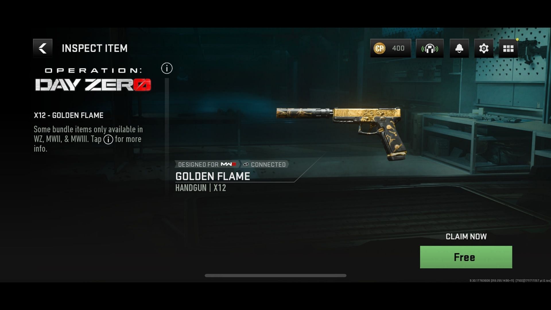 Golden Flame X12 weapon blueprint in WZ Mobile (Image via Activision)