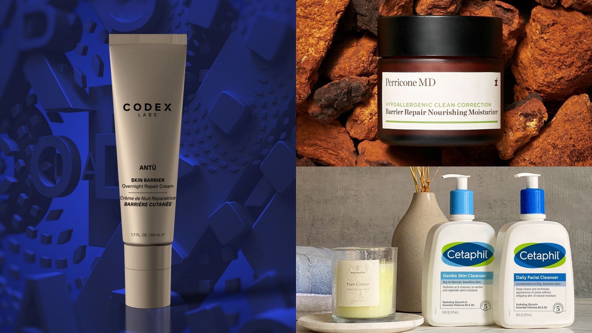 Best skincare products for psoriasis (Image via @cetaphilus, @codexlabs, @perriconemd/ Instagram)