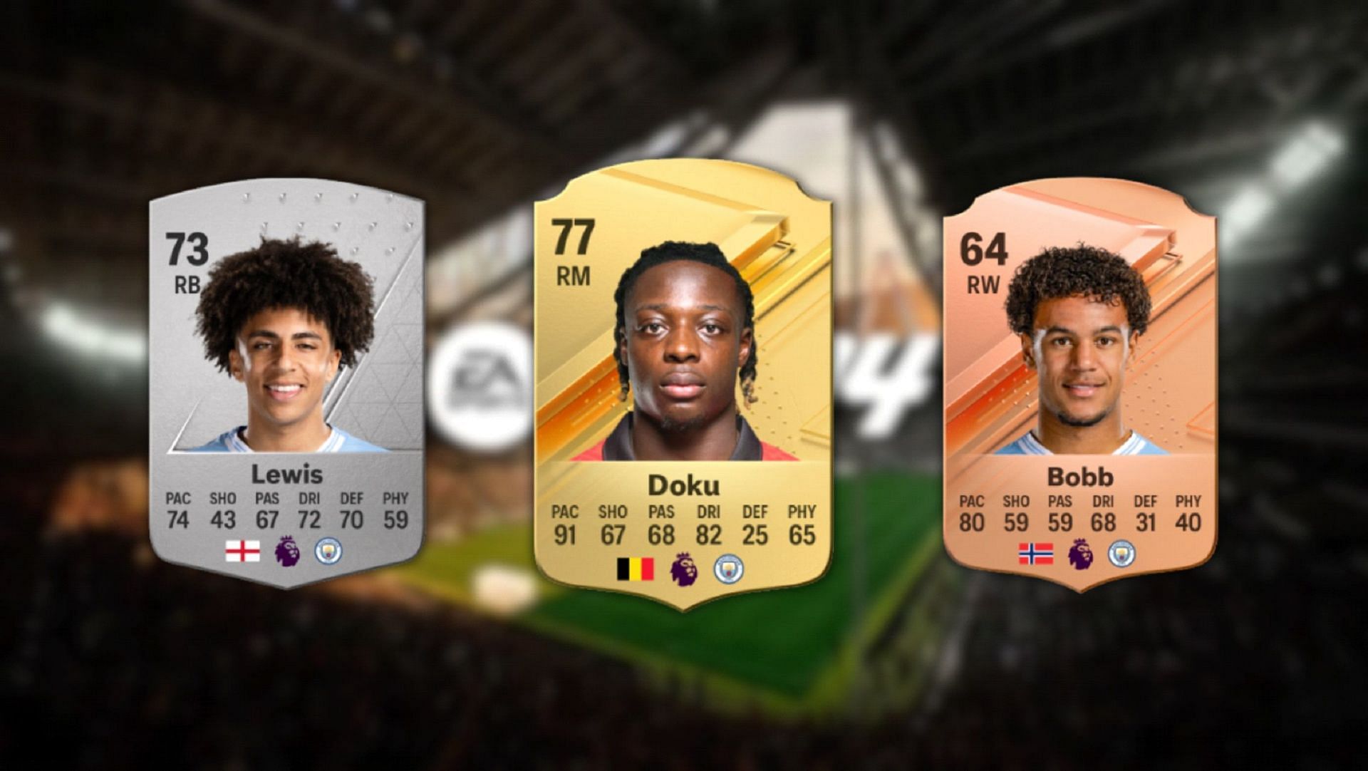 Young prospects from Manchester City in EA FC 24 (image via EA Sports)