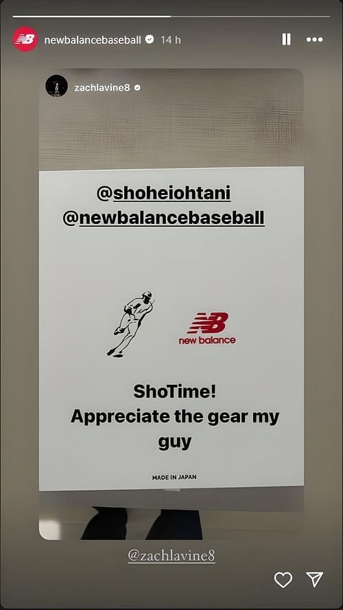 New Balance shares Zach LaVine's IG Story